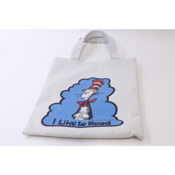 Dr. Seuss, 1980s The Cat in the Hat, White Tote, I Like To Read, Handbag, - Picture 1 of 4